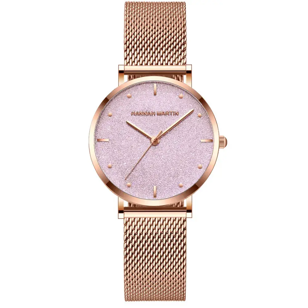 Frosted Star Watch for Women Rose Gold Mesh Belt - Image 2