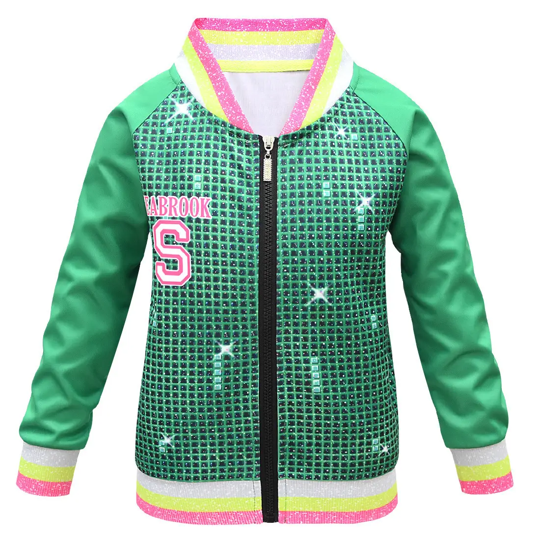 2022 Zombie 3D Digital Print Jersey Bomber Jacket Pink White - Image 10