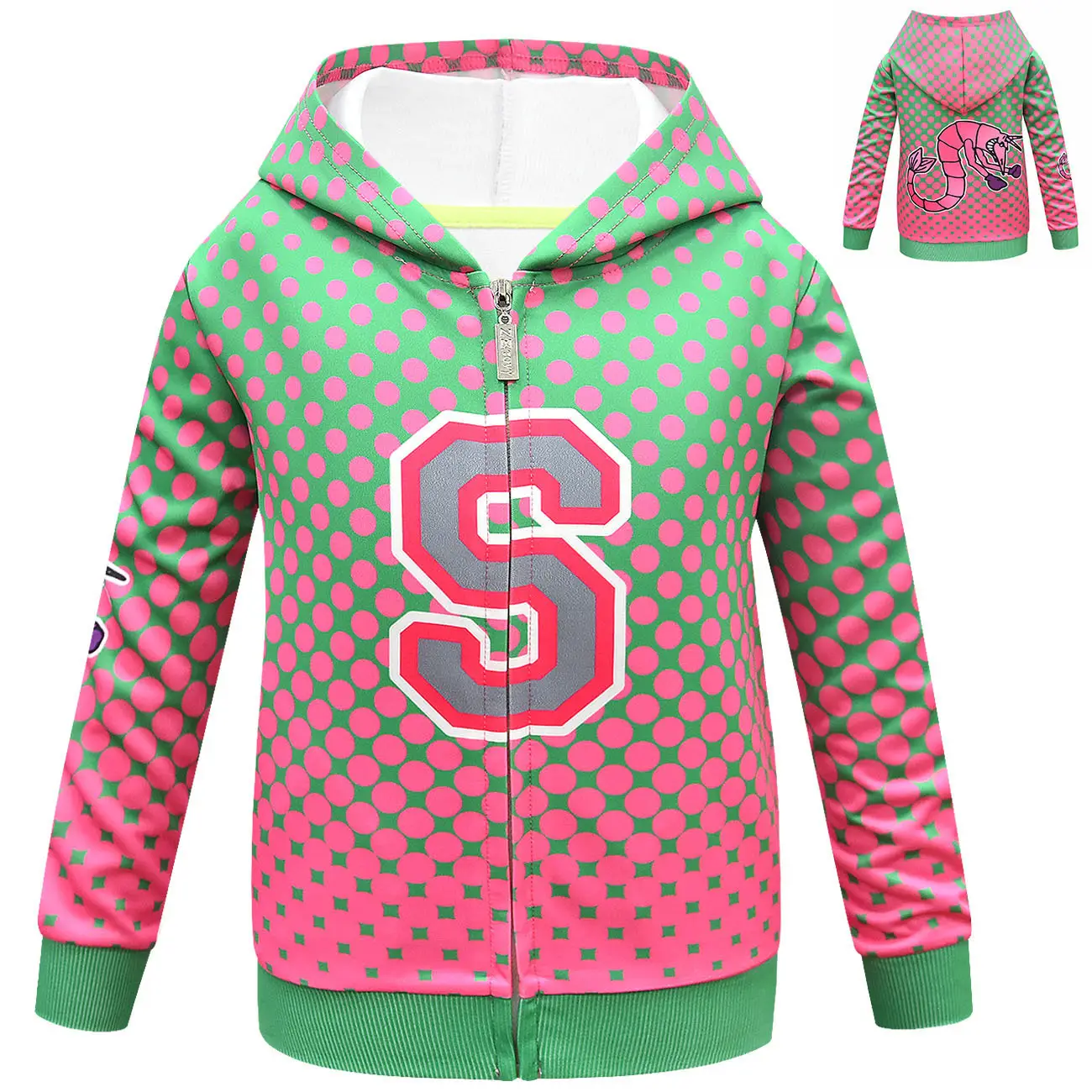 2022 Zombie 3D Digital Print Jersey Bomber Jacket Pink White - Image 2