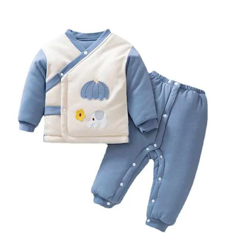 Baby Pink Monk Coat Set for Newborns Warm Cotton Padded - Image 5