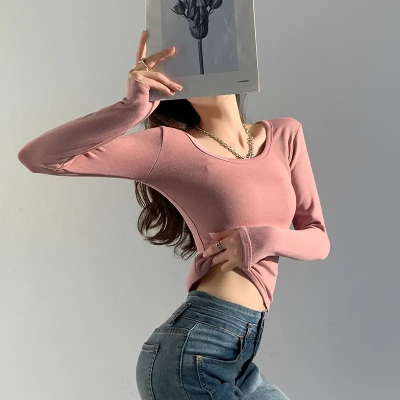 Women's White Long Sleeve Round Neck T-Shirt - Image 8