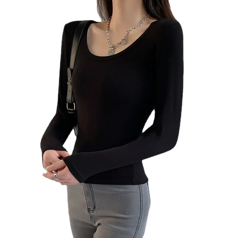 Women's White Long Sleeve Round Neck T-Shirt - Image 10