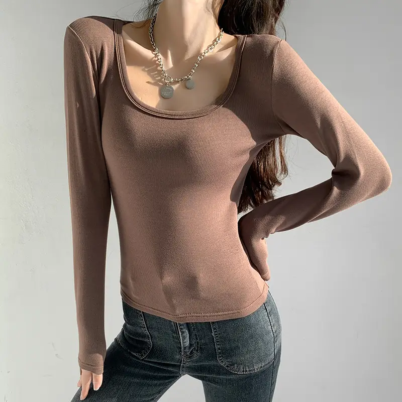 Women's White Long Sleeve Round Neck T-Shirt - Image 4