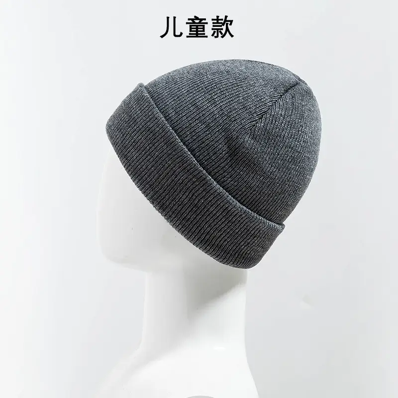 Kids Wool Beanie Cap Grey Winter Warm - Image 10