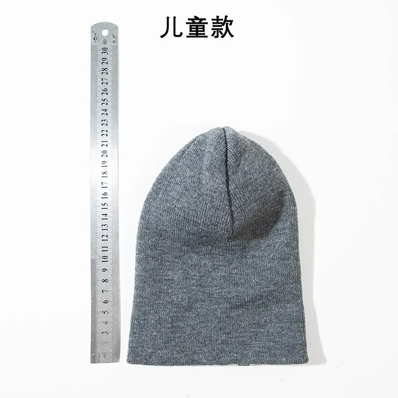 Kids Wool Beanie Cap Grey Winter Warm - Image 11