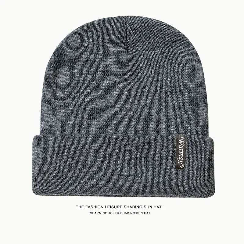 Kids Wool Beanie Cap Grey Winter Warm - Image 2