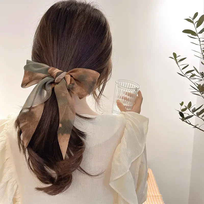 Summer Hair Tie Bow with Silk Ribbon - Image 7