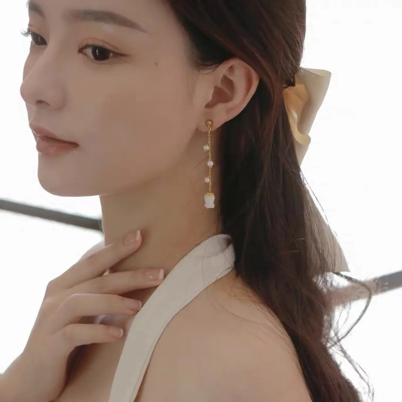 Natural Pearl Earrings with Mosquito Repellent & Anti-Drop Design - Image 3