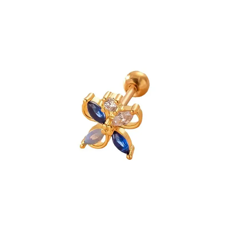 Korean Style Zircon Flower Earrings Gold Plated - Image 5