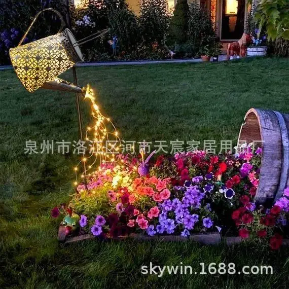 Solar Light Butterfly Flower Kettle Outdoor Garden Lantern - Image 19