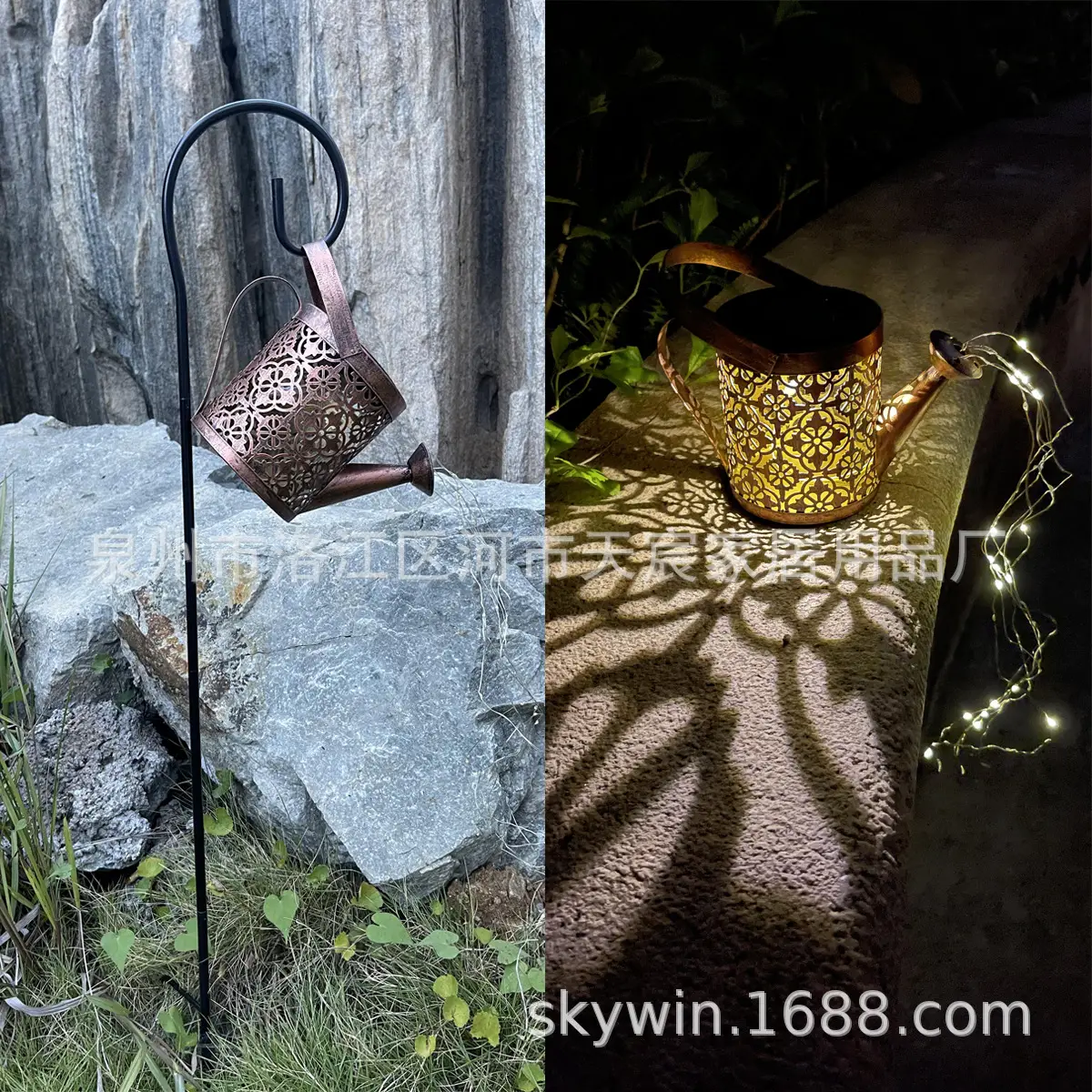 Solar Light Butterfly Flower Kettle Outdoor Garden Lantern - Image 5
