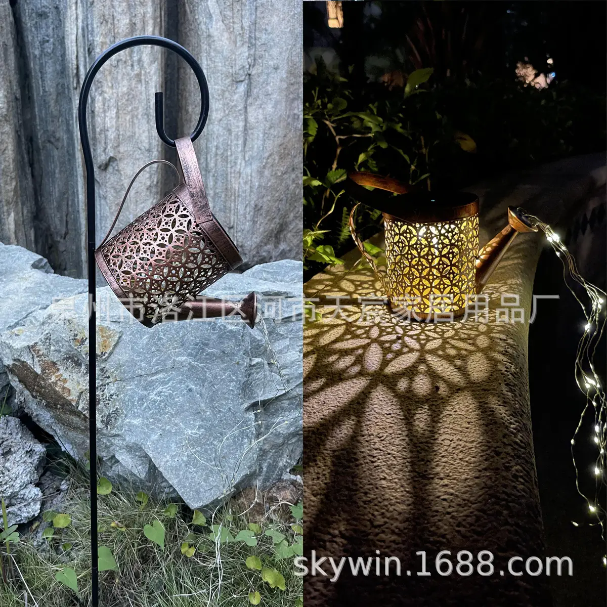 Solar Light Butterfly Flower Kettle Outdoor Garden Lantern - Image 7