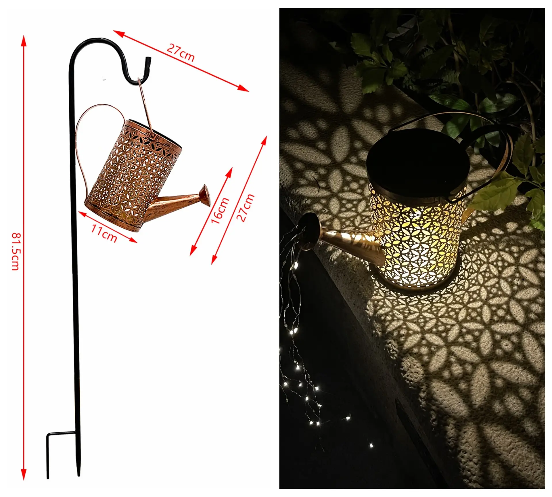 Solar Light Butterfly Flower Kettle Outdoor Garden Lantern - Image 2