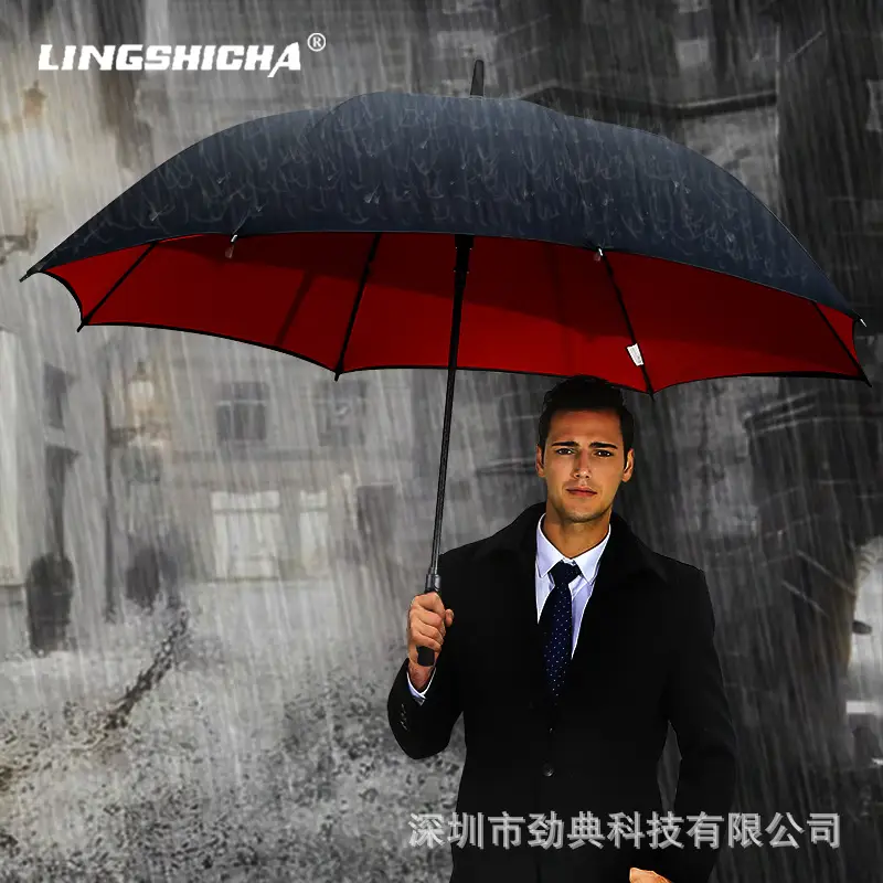 Automatic Double Layer Long Handle Umbrella Extra Large Black - Image 4
