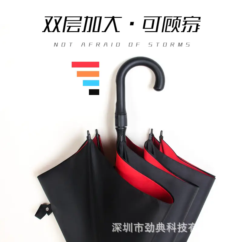 Automatic Double Layer Long Handle Umbrella Extra Large Black - Image 5