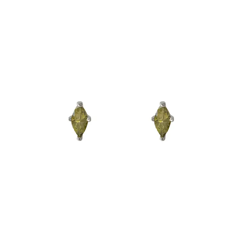 Olive Green Rhombus Zircon Earrings for Women