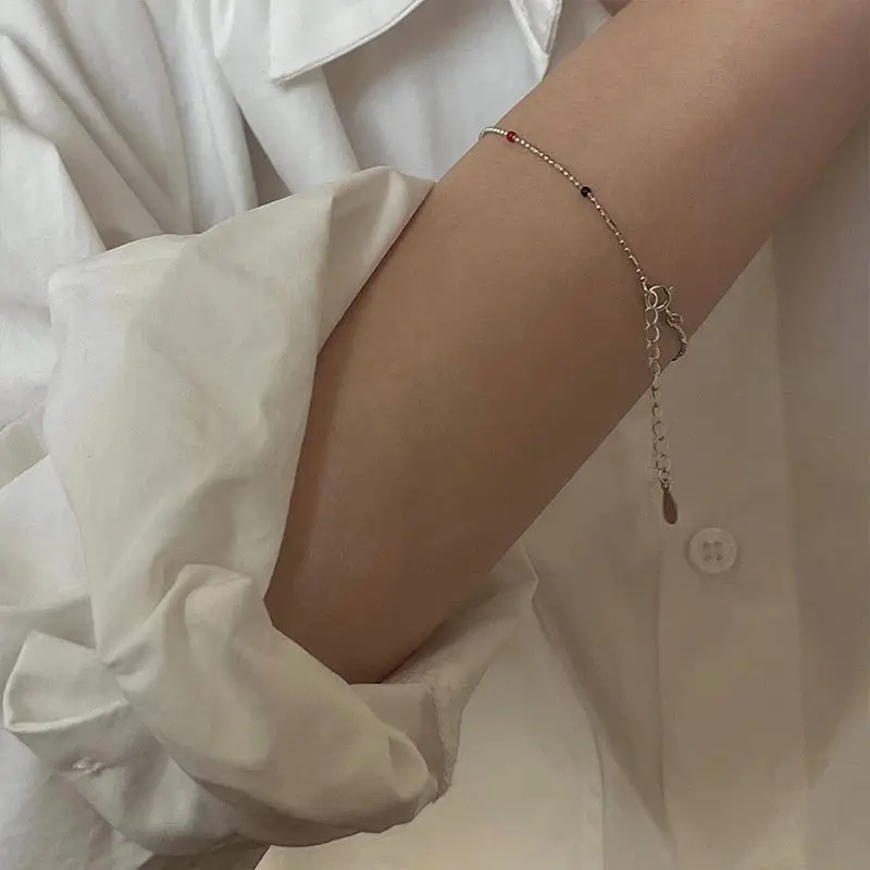 Rainbow Beaded Very Thin Clavicle Chain for Women - Image 2