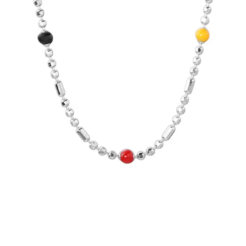 Rainbow Beaded Very Thin Clavicle Chain for Women - Image 5