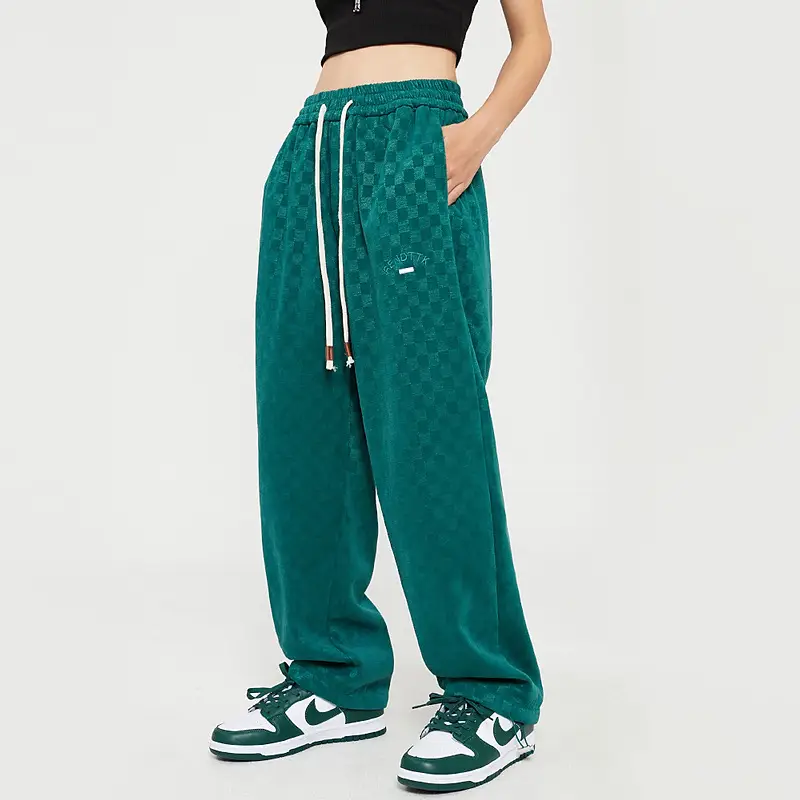 Men's Green Chessboard Pattern Casual Trousers - Image 4
