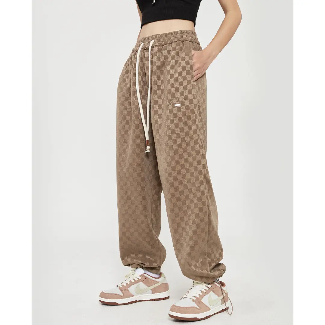 Men's Green Chessboard Pattern Casual Trousers - Image 6