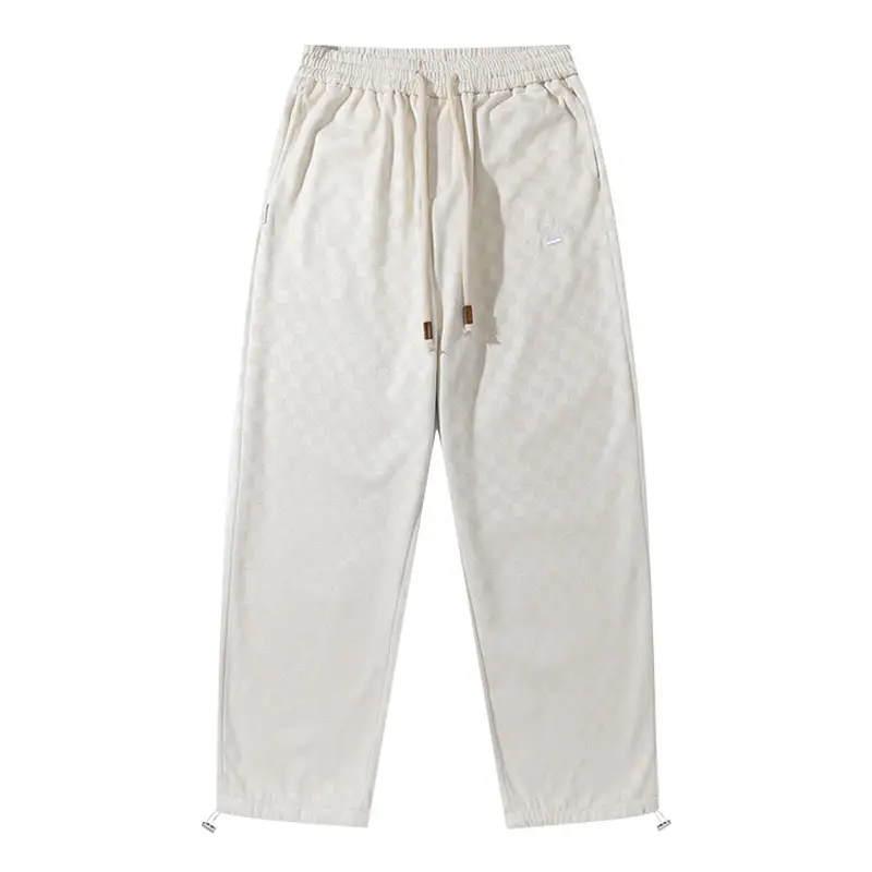 Men's Green Chessboard Pattern Casual Trousers - Image 3