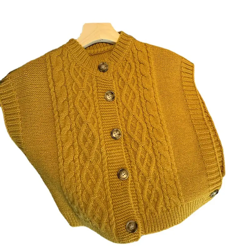 Autumn Knitted V-Neck Sweater Vest Button Thick Needle - Image 8