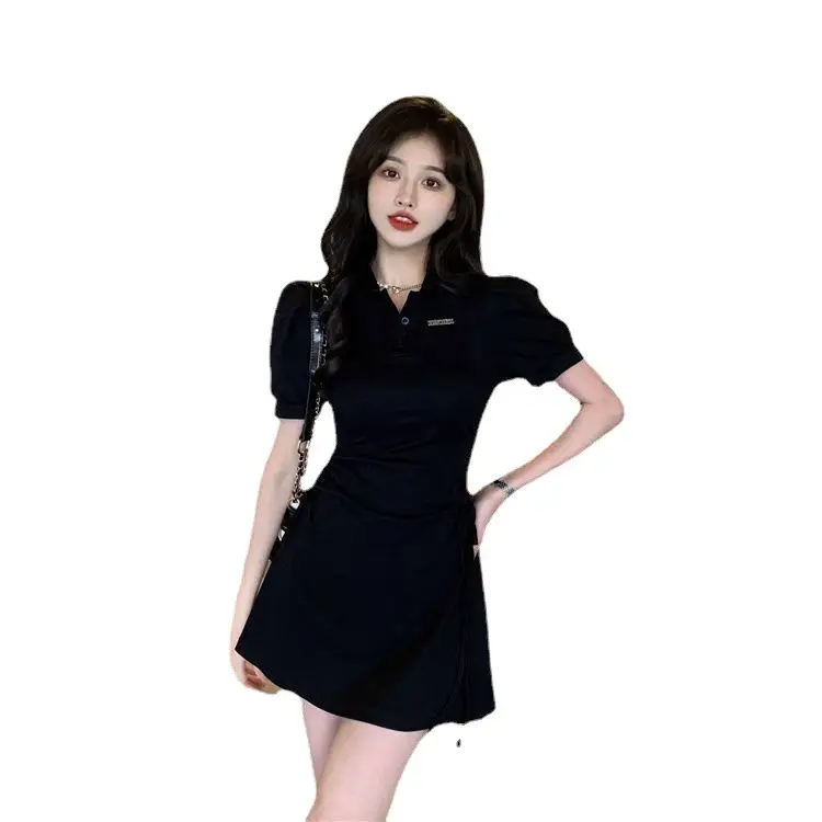 Black Polo Short Dress for Women Summer - Image 7