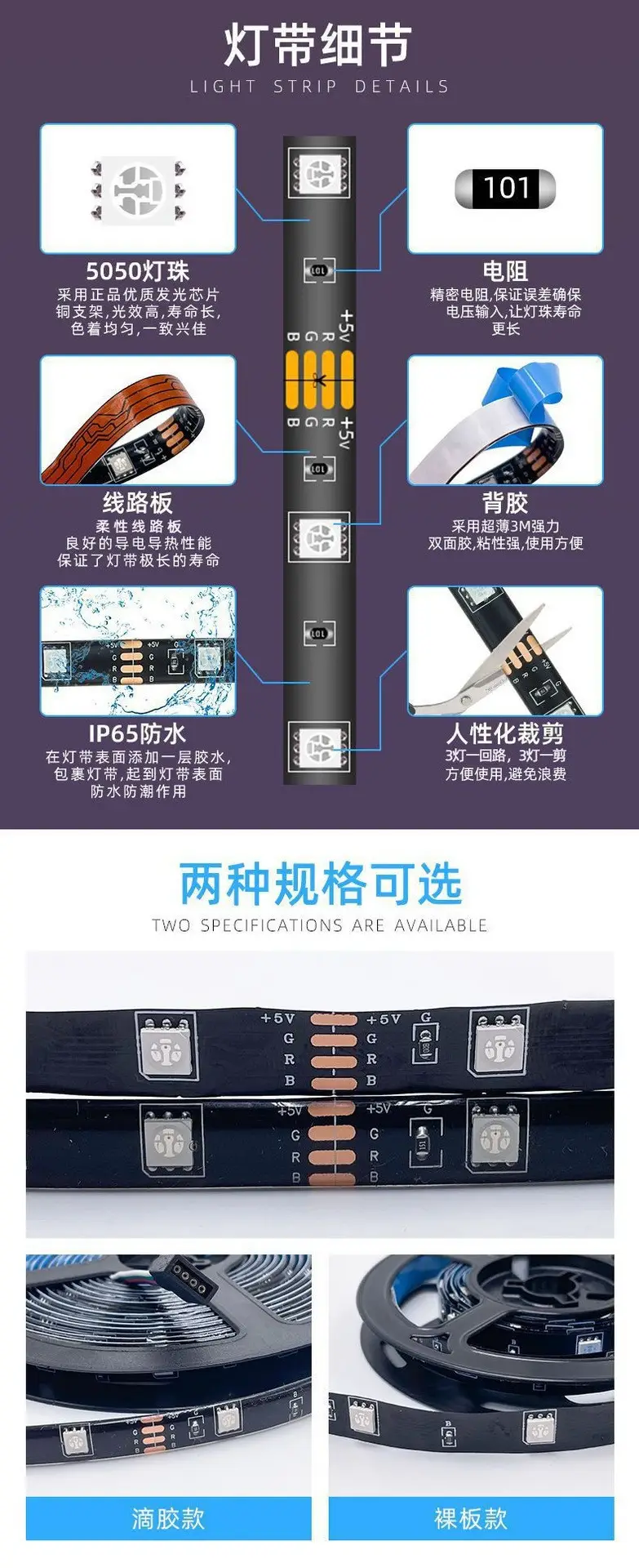 5V Waterproof RGB Dimming LED Strip with Remote Control — feature 10