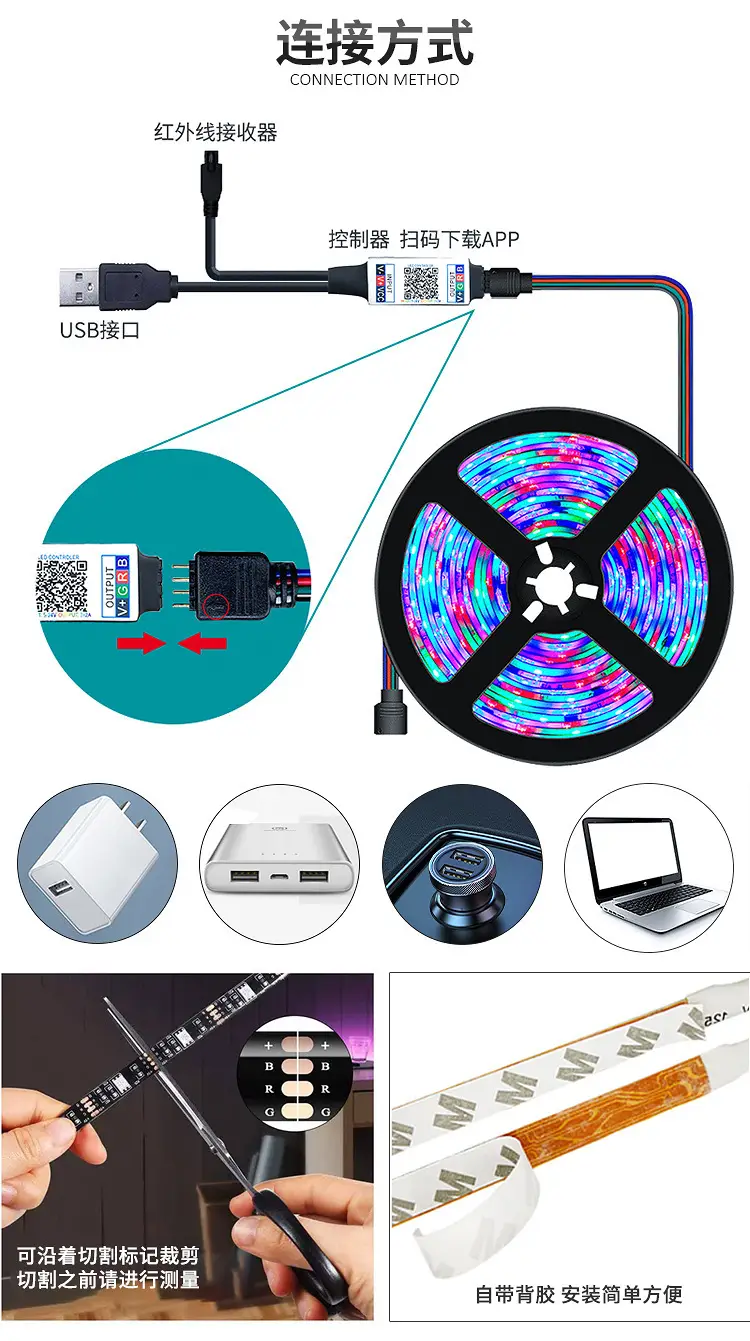 5V Waterproof RGB Dimming LED Strip with Remote Control — feature 13