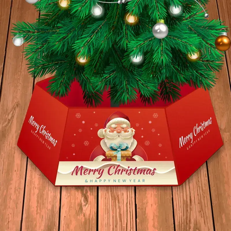2023 Red Christmas Tree Bottom Decor with "Merry Christmas" Design - Image 8