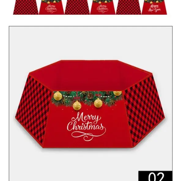 2023 Red Christmas Tree Bottom Decor with "Merry Christmas" Design - Image 2