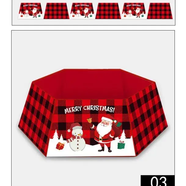 2023 Red Christmas Tree Bottom Decor with "Merry Christmas" Design - Image 3