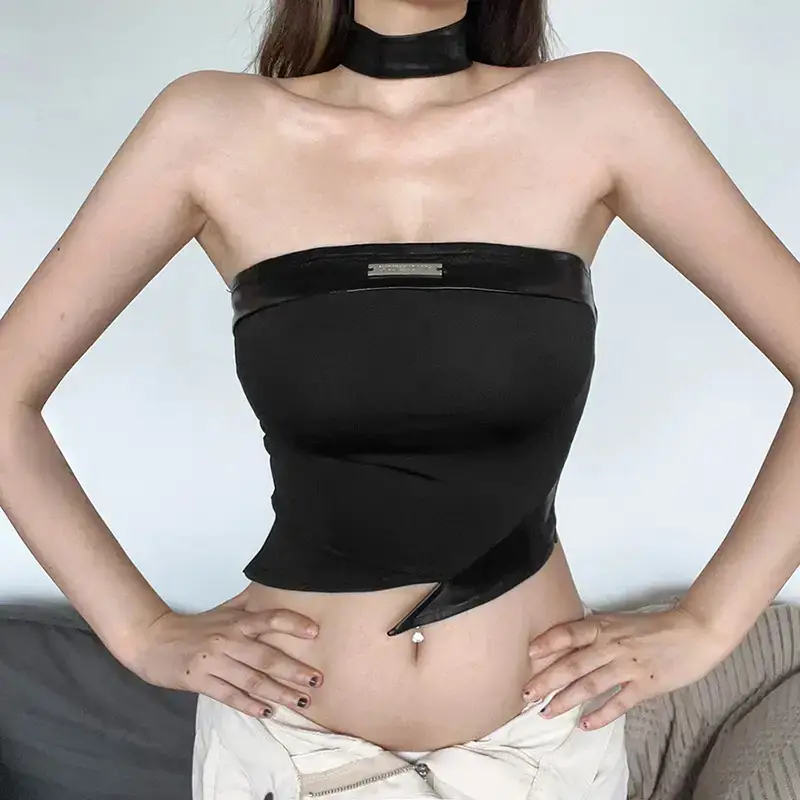 Women's Crossbody Wind 2022 Sexy Black Vest - Image 3