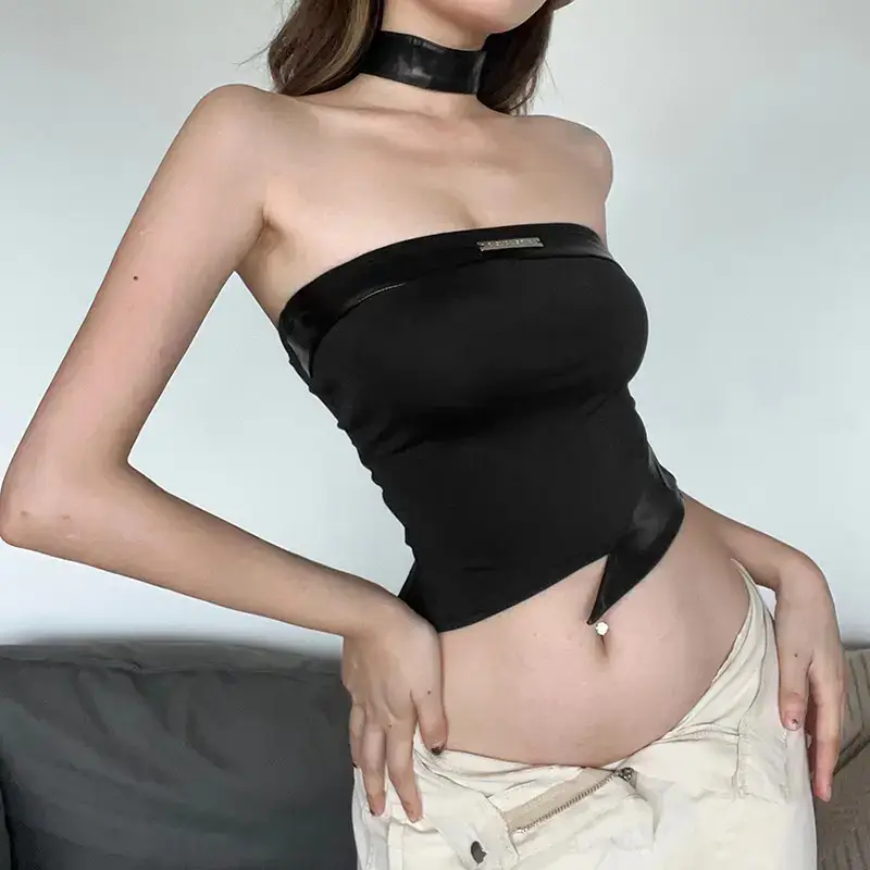 Women's Crossbody Wind 2022 Sexy Black Vest - Image 4