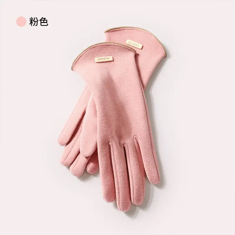 Ladies Fleece Winter Gloves Pink Chanel Style Cold Proof Touch Screen - Image 9