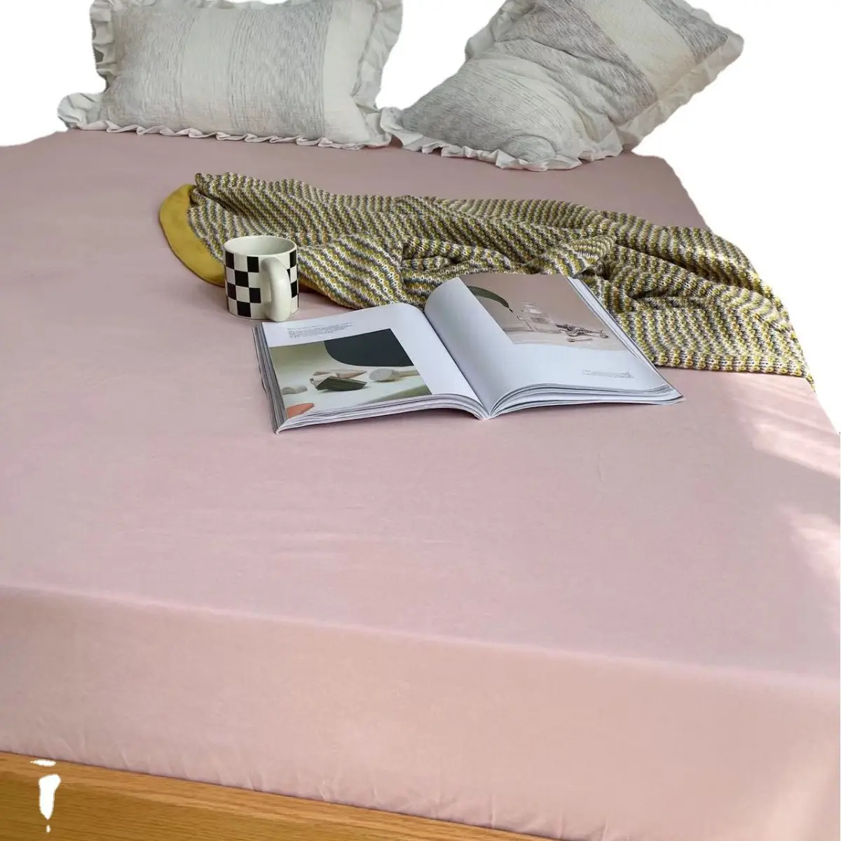 Dustproof Anti-Slip Simmons Bed Cover Blue Solid Color - Image 10
