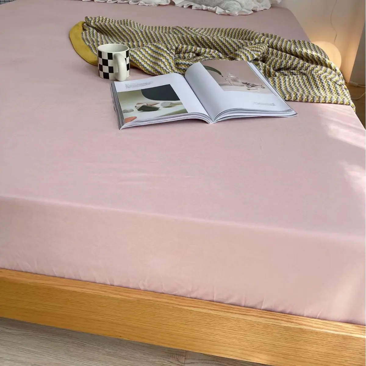Dustproof Anti-Slip Simmons Bed Cover Blue Solid Color - Image 2