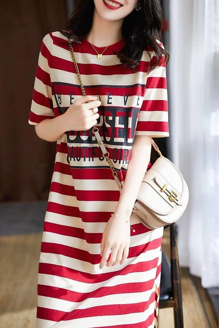 Women Striped Printed T-Shirt Dress 2026 Summer — feature 16
