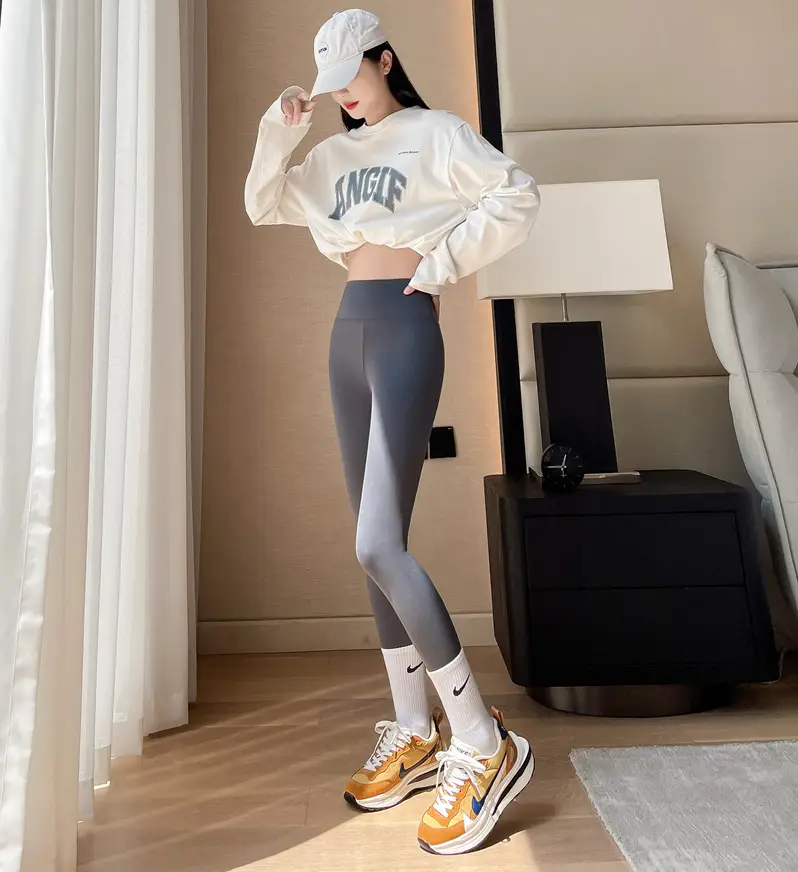 Women's Shark Skin Leggings Belly Tight High Waist - Image 3