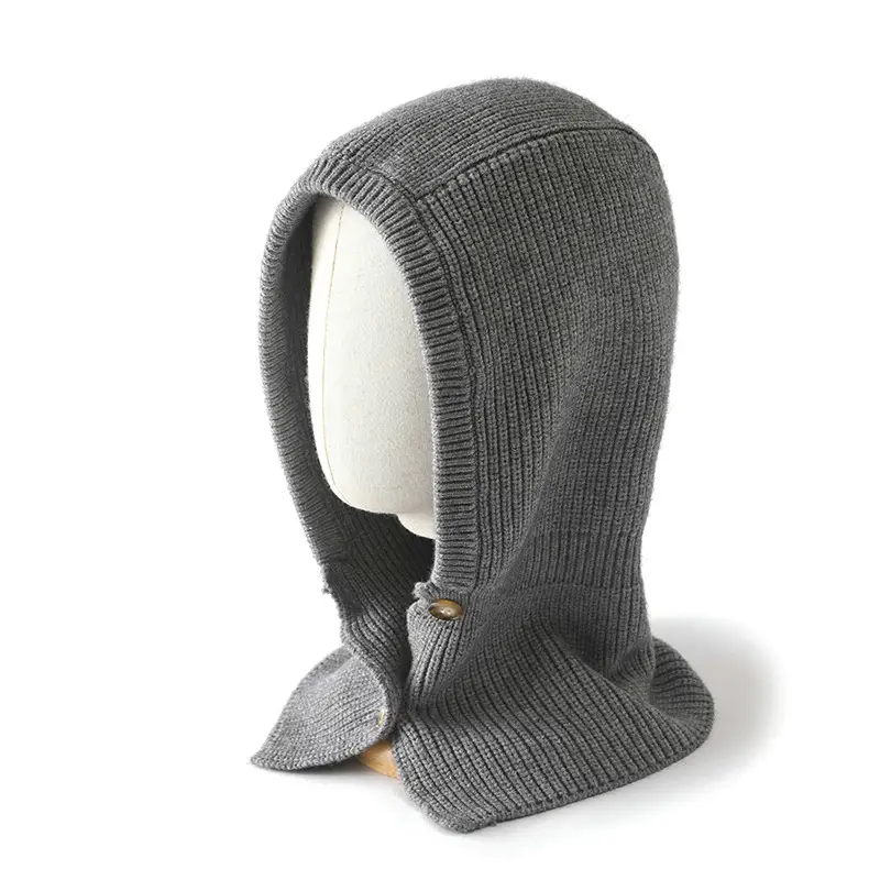 Brown Wool Knitted Ear & Neck Hat for Men Women - Image 13