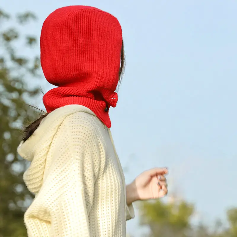Brown Wool Knitted Ear & Neck Hat for Men Women - Image 16
