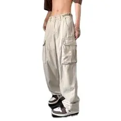 Men's Black Multi-Pocket Cargo Pants High Street Style