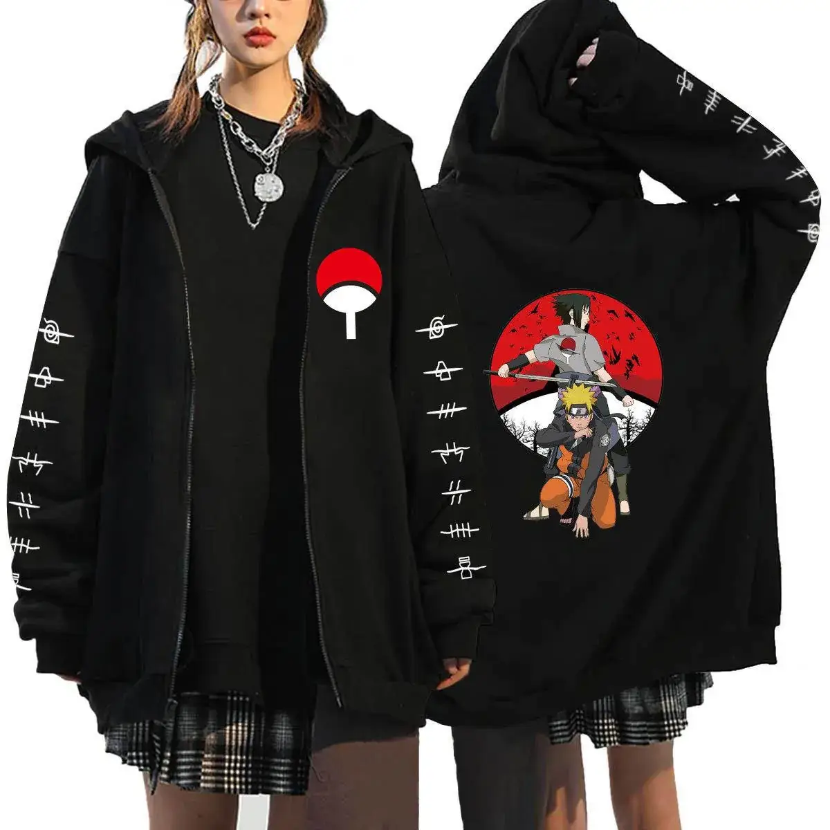 Naruto Anime Streetwear Hoodie for Men Black - Image 22