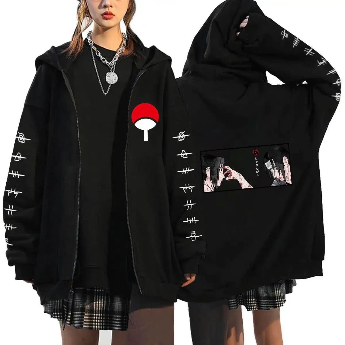 Naruto Anime Streetwear Hoodie for Men Black - Image 24