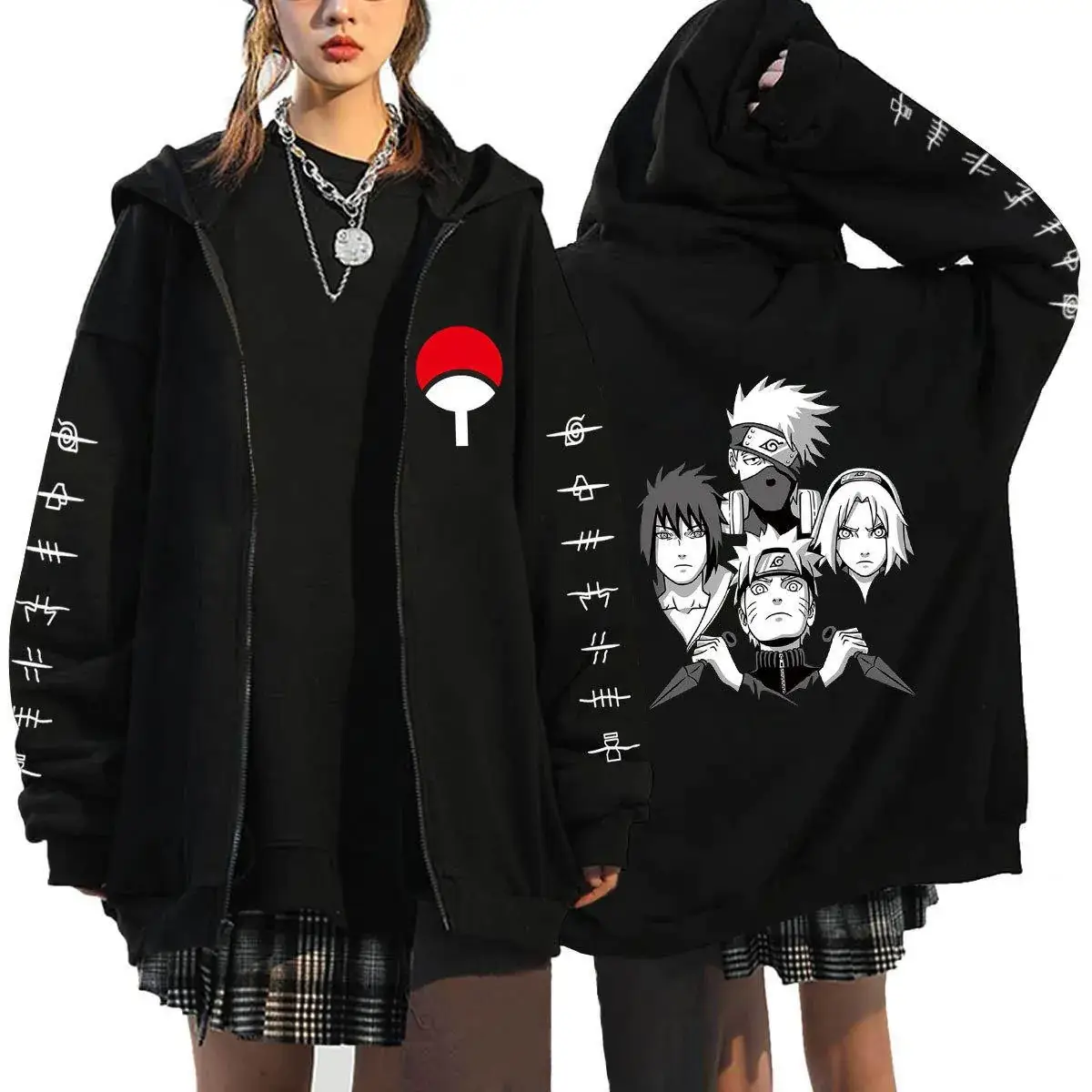 Naruto Anime Streetwear Hoodie for Men Black - Image 28
