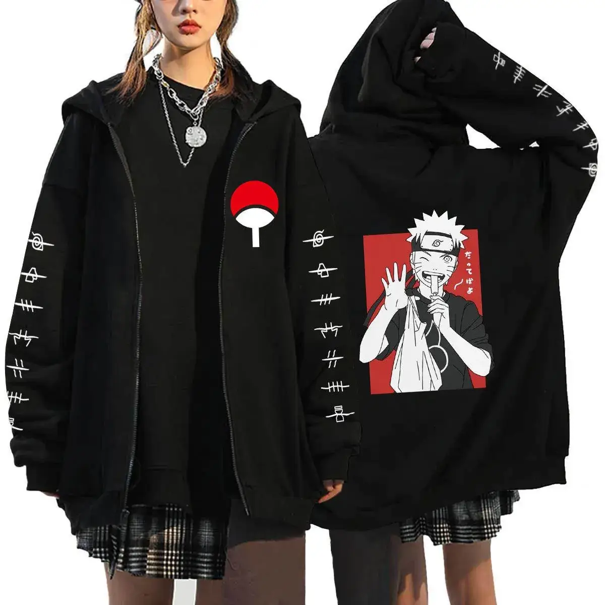 Naruto Anime Streetwear Hoodie for Men Black - Image 35