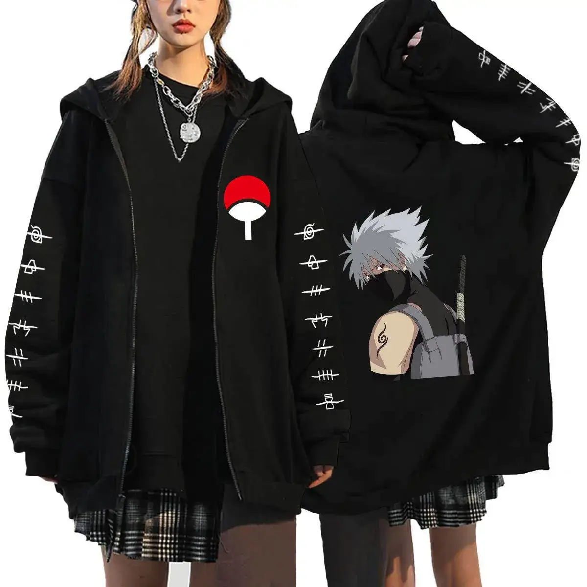 Naruto Anime Streetwear Hoodie for Men Black - Image 36