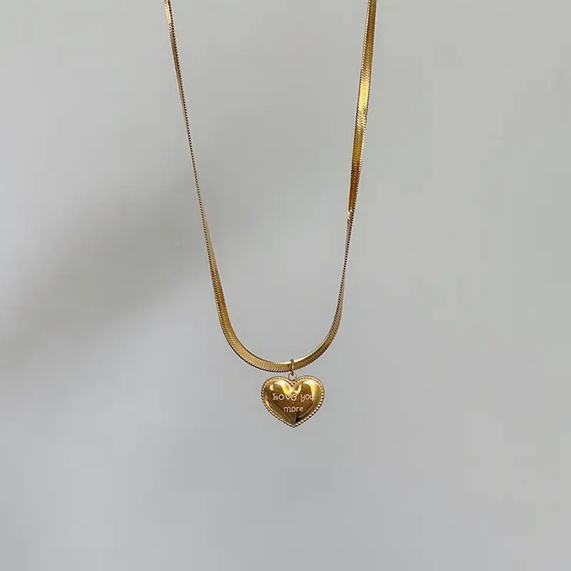 Golden Heart Clavicle Necklace for Women - Image 4