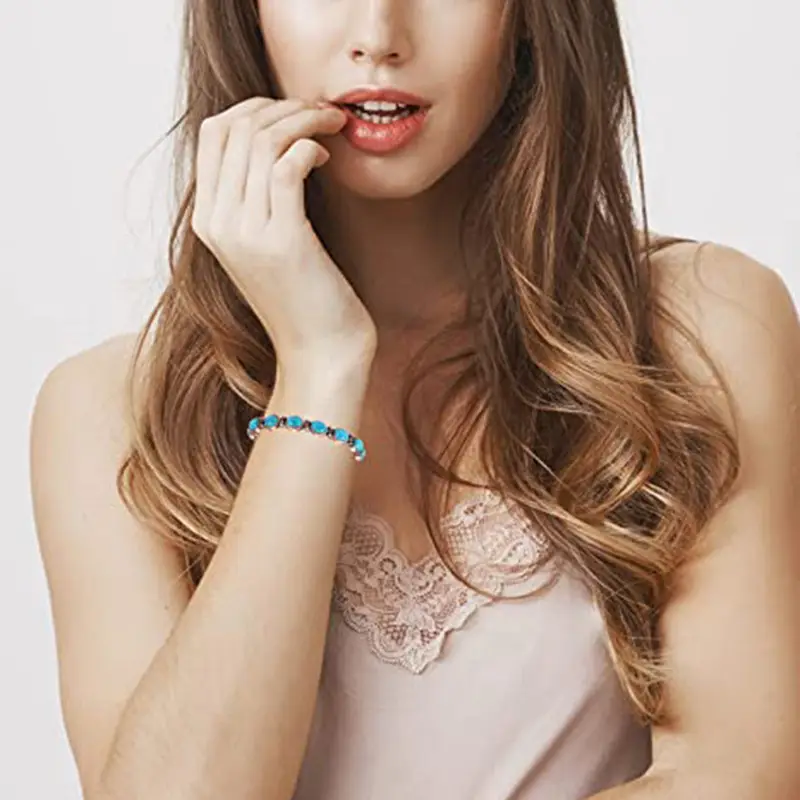 Magnetic Turquoise Bronze Bracelet for Women - Image 4