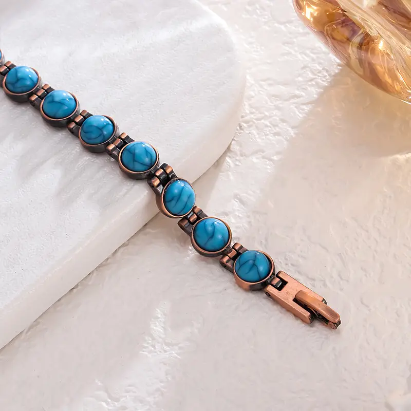 Magnetic Turquoise Bronze Bracelet for Women - Image 5